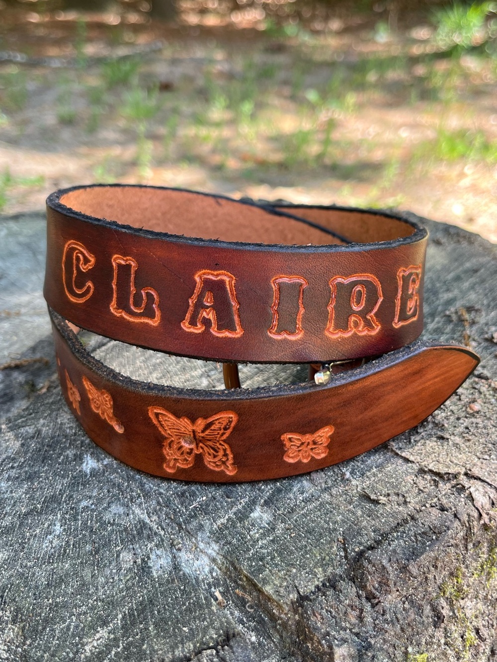 Vintage Handmade “Claire” Genuine Tooled Leather Belt Retro Boho Festival